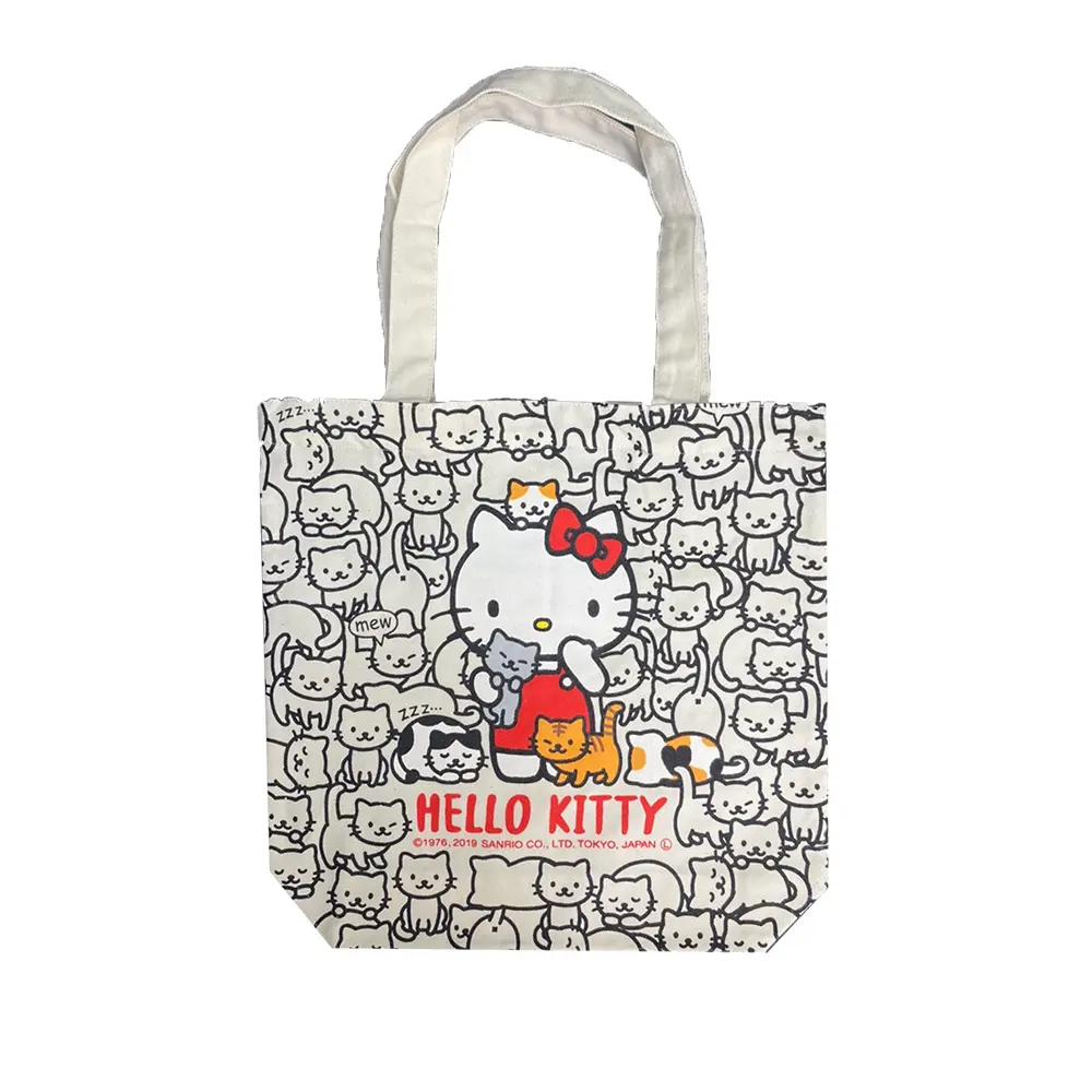 Sanrio】Hello kitty滿版貓咪帆布袋(10052103S1) 小樹購