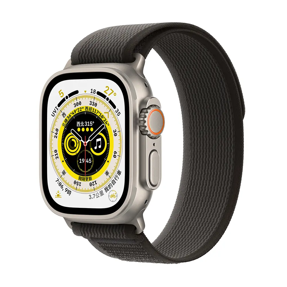 Apple】Watch Ultra (GPS+行動網路) 49公釐鈦金屬錶殼+黑色配灰色越野