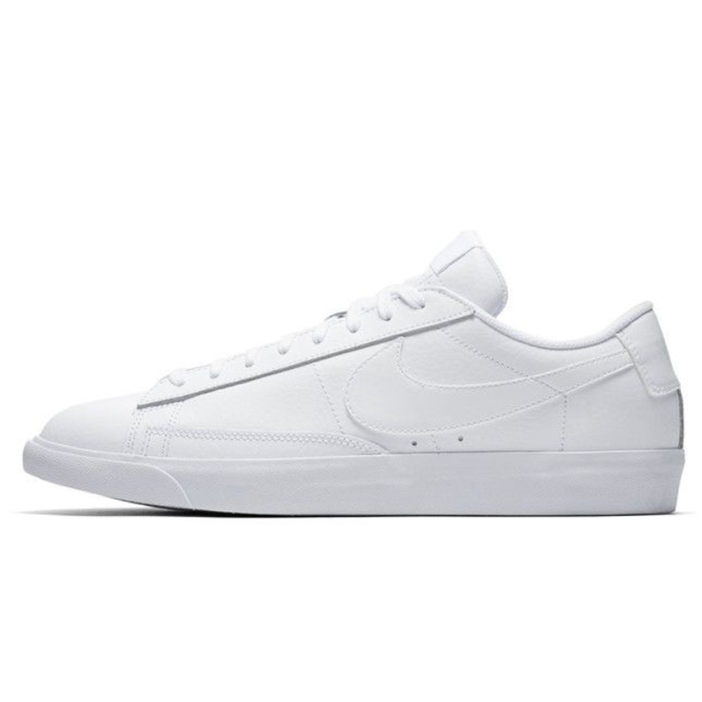 NIKE】BLAZER LOW LE 全白GS W 皮革輕量慢跑女士休閒鞋（白色）－小樹購